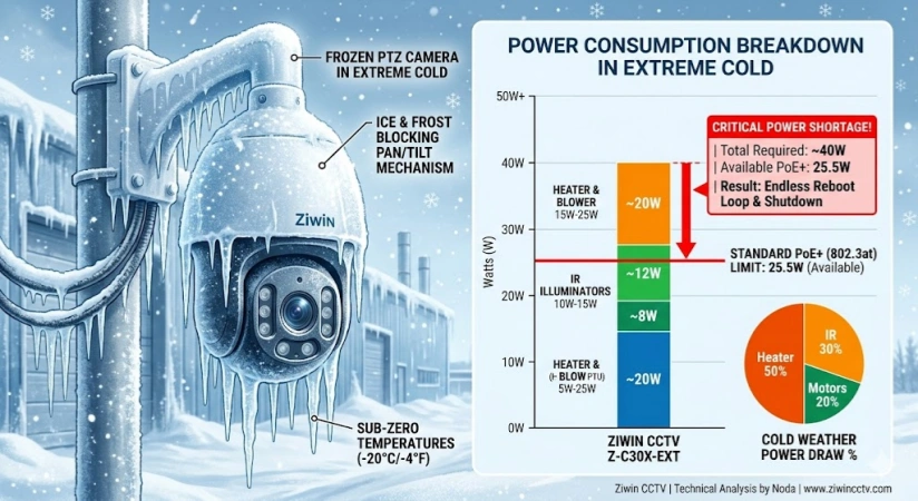 PTZ camera in extreme cold power consumption PTZ camera in extreme cold power consumption